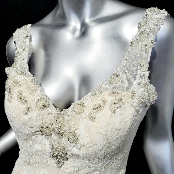 NWT~$2750~KENNETH WINSTON~6/8~IVORY EMBELLISHED LACE WEDDING DRESS BRIDAL GOWN - Picture 2 of 16